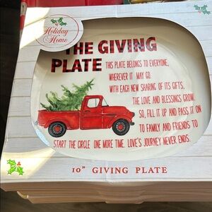 Holiday Home Giving Plate with Red Truck Design